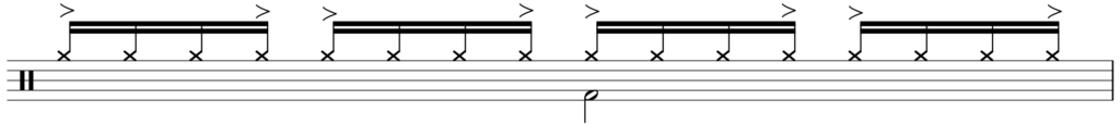 samba shaker pattern notated on hi-hat with simple surdo kick drum part