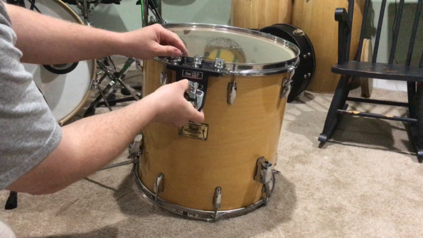 attaching a pearl I.S.S. tom mount to the 16" floor tom