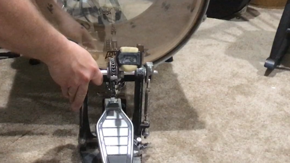 connecting the kick pedal to the floor tom kick drum