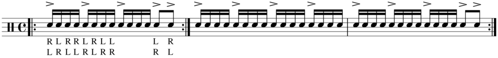 musical notation for paradiddle exercise