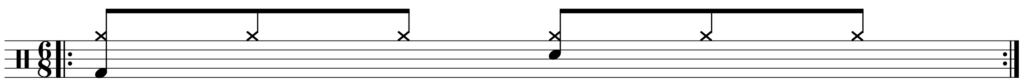 drum notation six eight blues beat