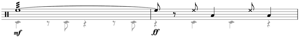 musical notation demonstrating using dynamics for conga solo