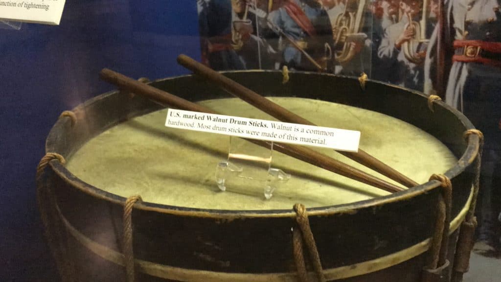 traditional civil war military field drum with walnut drum sticks