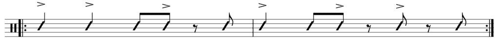 cascara rhythm notated for shell of timbale