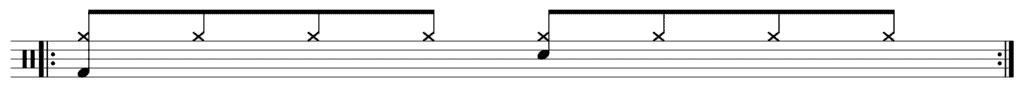 musical notation simple drum beat half time