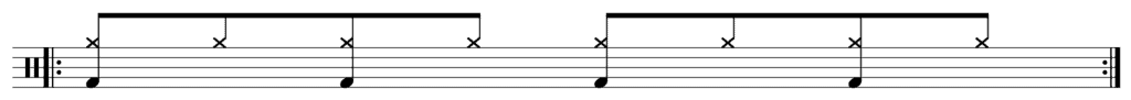 musical notation simple drum beat kick and hi-hat